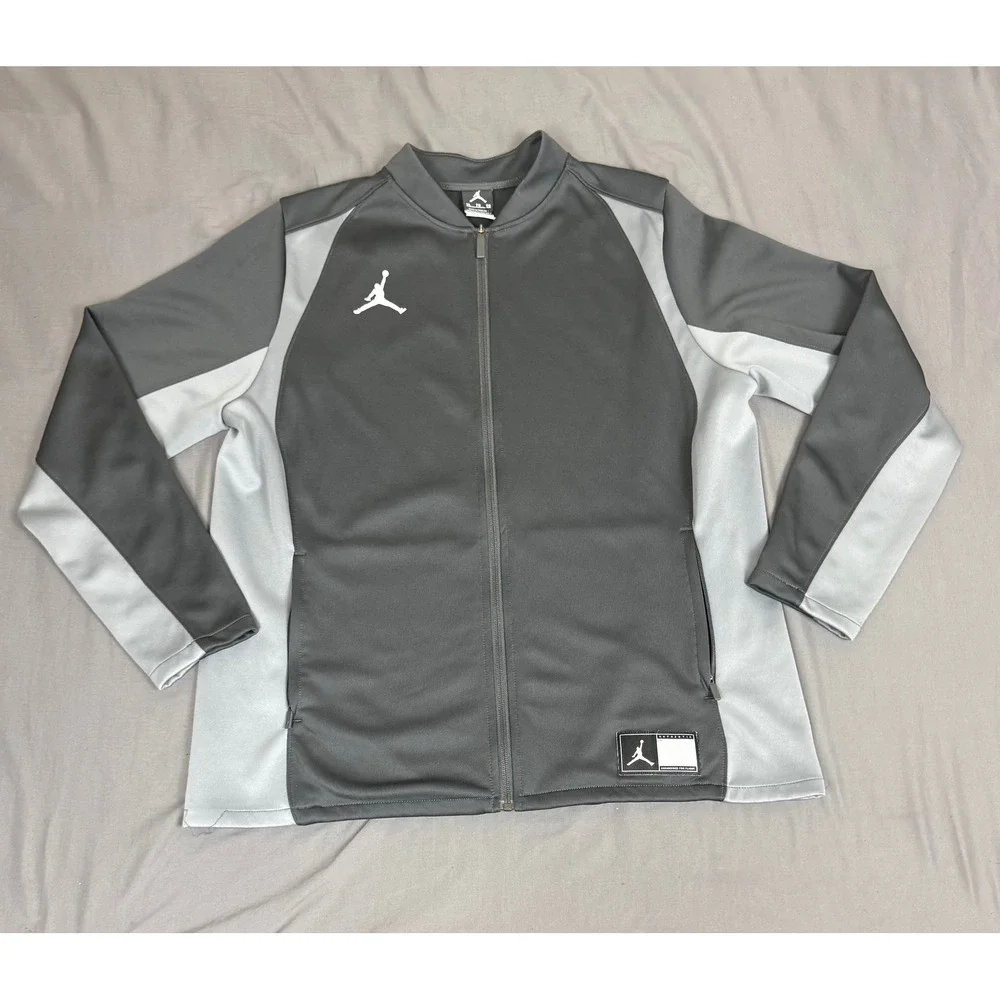 Jordan Full Zip Track Jacket Mens XL Gray Colorblock Athletic Training Dri-FIT